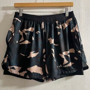Youngla 2 In 1 Compression Shorts Camo Print Men Sz Small